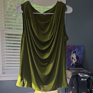 Worthington Olive Green Drape Blouse